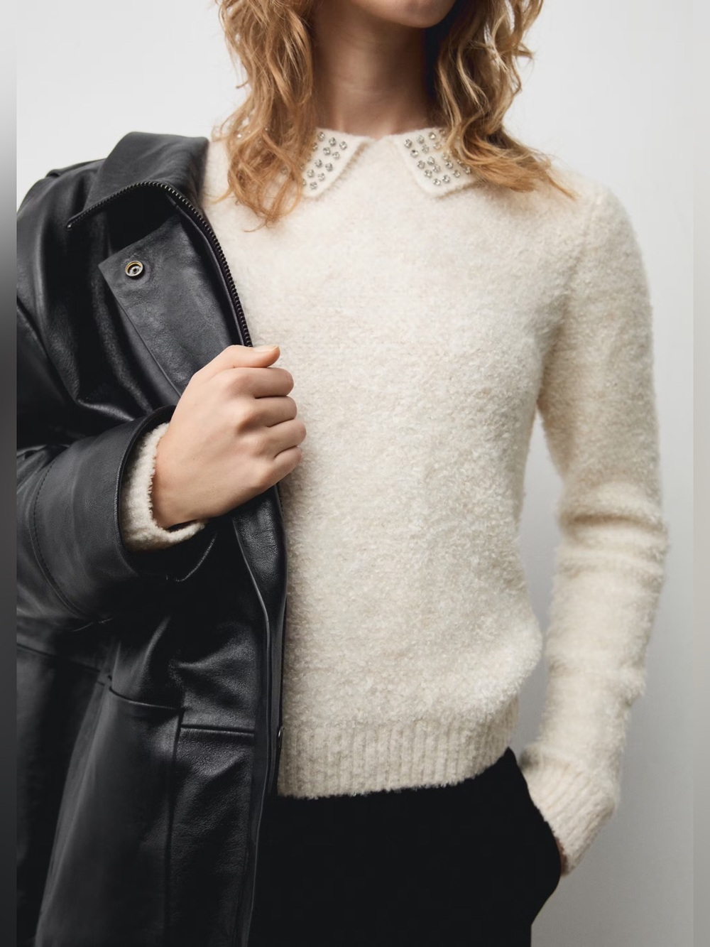 Mango polo-neck sweater with rhinestones NWT